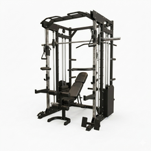 Load image into Gallery viewer, Home gym fitness Multi Trainer + Adjustable Bench + Olympic Weight Plates(100kg) + Olympic Barbell
