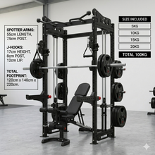 Load image into Gallery viewer, Ultimate 3.0mm Cable Crossover+Adjustable Bench  Leg Curl Attachment plate load &amp; Free Weight Training System（100kg rubber plates weights））
