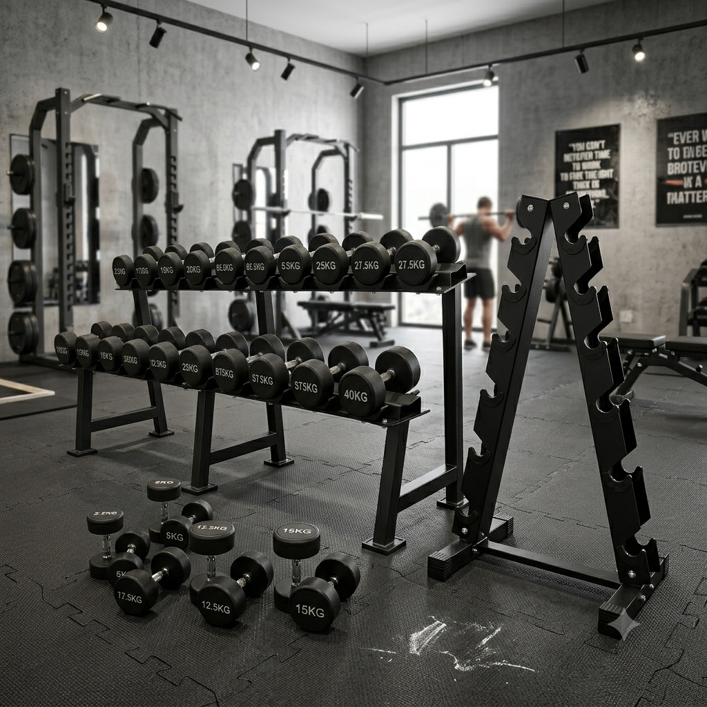 OLI JOY 16 Pairs Round Dumbbells Bundle(2.5KG-40KG) 680kg with 2 Dumbbell Rack