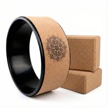 Load image into Gallery viewer, Cork Yoga Starter Kit Brick &amp; Wheel
