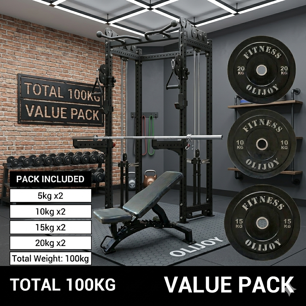Preorder Ultimate 3.0mm Cable Crossover plate load & Free Weight Training System（100kg black bumper plates weights）
