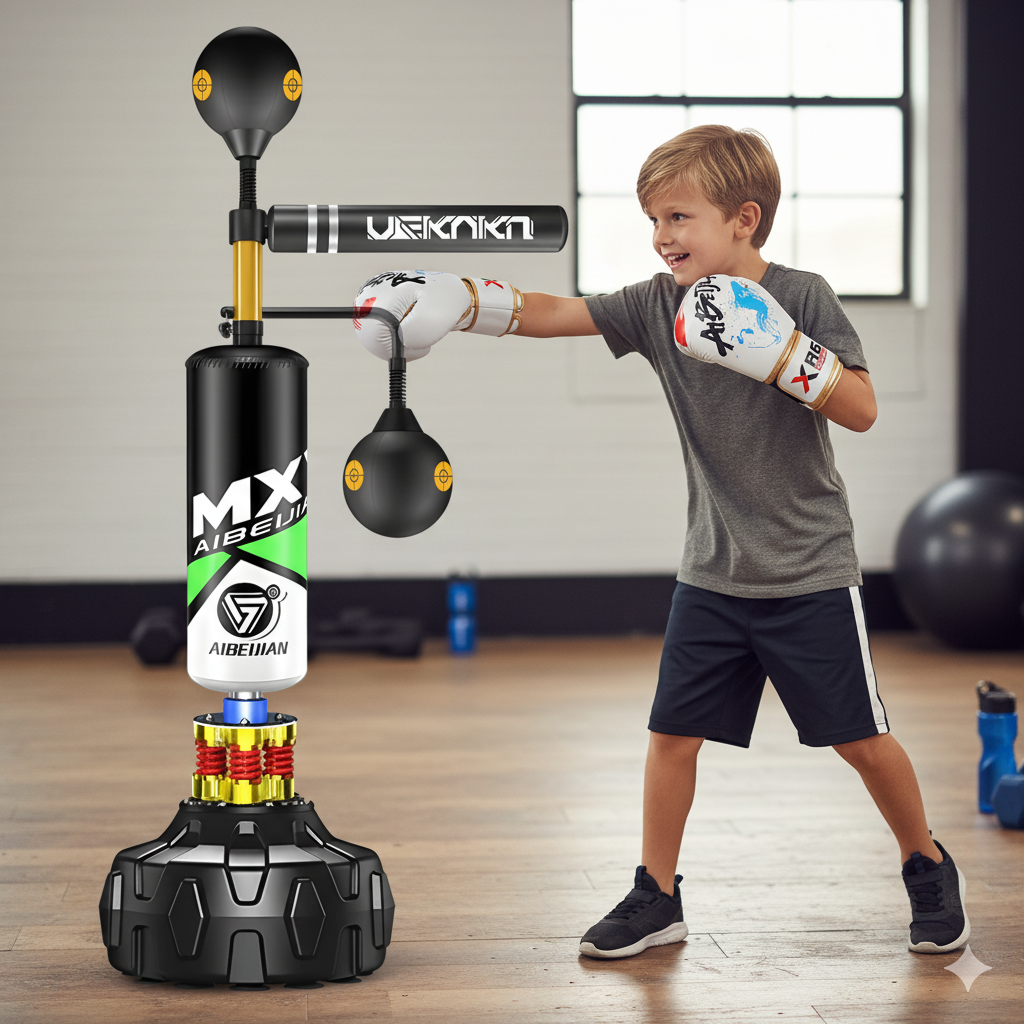 Boxing Speed Trainer 360° Punching Spinning Bar+ Boxing Glove Bundle