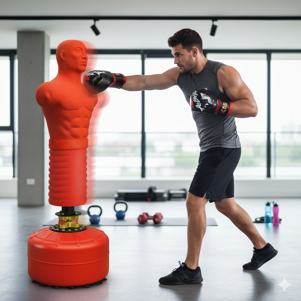 Silicone Skin Free-Standing Human BOB Boxing Punching Dummy Bag + Boxing Glove Bundle