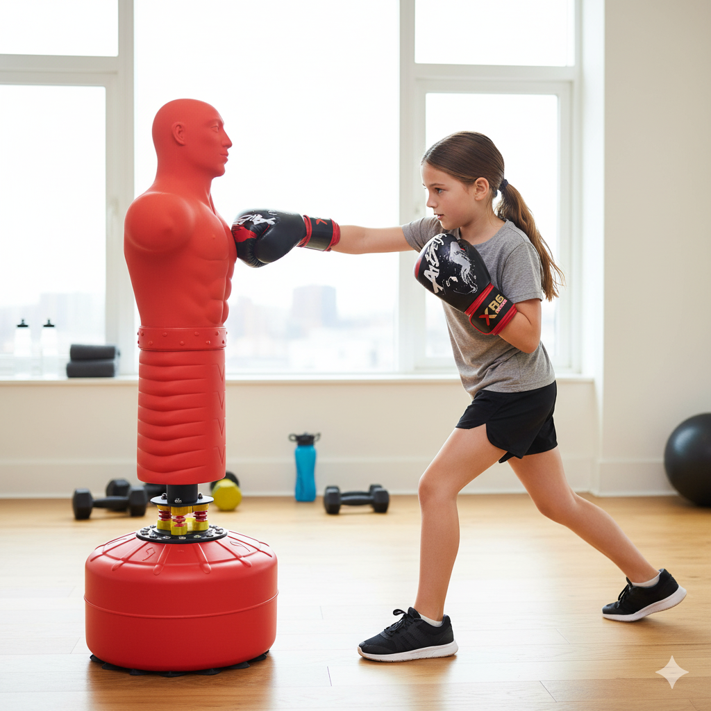 Silicone Skin Free-Standing Human BOB Boxing Punching Dummy Bag + Boxing Glove Bundle