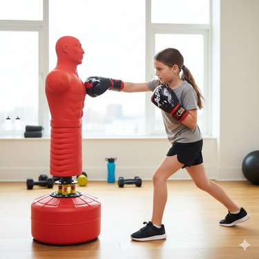 Silicone Skin Free-Standing Human BOB Boxing Punching Dummy Bag + Boxing Glove Bundle