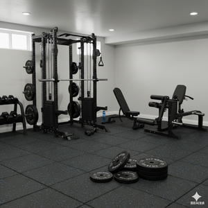 Oli Joy 8019 Ultimate Strength Bundle – All-in-One Smith Machine with 140 kg Cable Stacks, 150 kg Olympic Bumper Plates, Barbell, Adjustable Bench, Leg Machine & Gym Mat