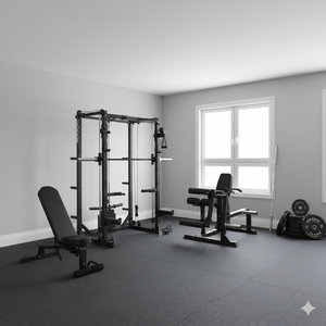 Oli Joy 5383 Power Plus Bundle – Complete Strength System with 150 kg Olympic Bumper Plates, Barbell, Adjustable Bench, Leg Machine & Gym Mat