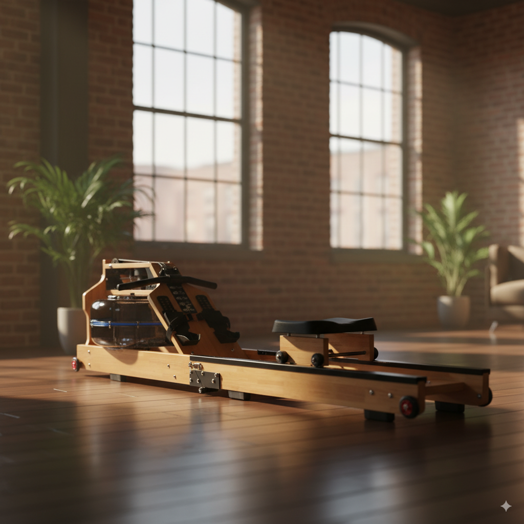 Oli Joy FlowWood — Foldable Wooden Water Rower (Adjustable Resistance)