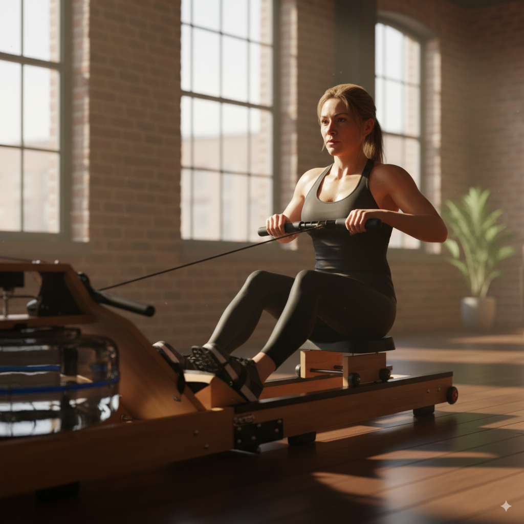 Oli Joy FlowWood — Foldable Wooden Water Rower (Adjustable Resistance)
