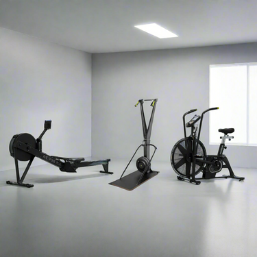 Air Resistance Rowing Machine, Ski Trainer & Heavy-Duty Air Bike – Complete Cardio Home & Commercial Gym Bundle