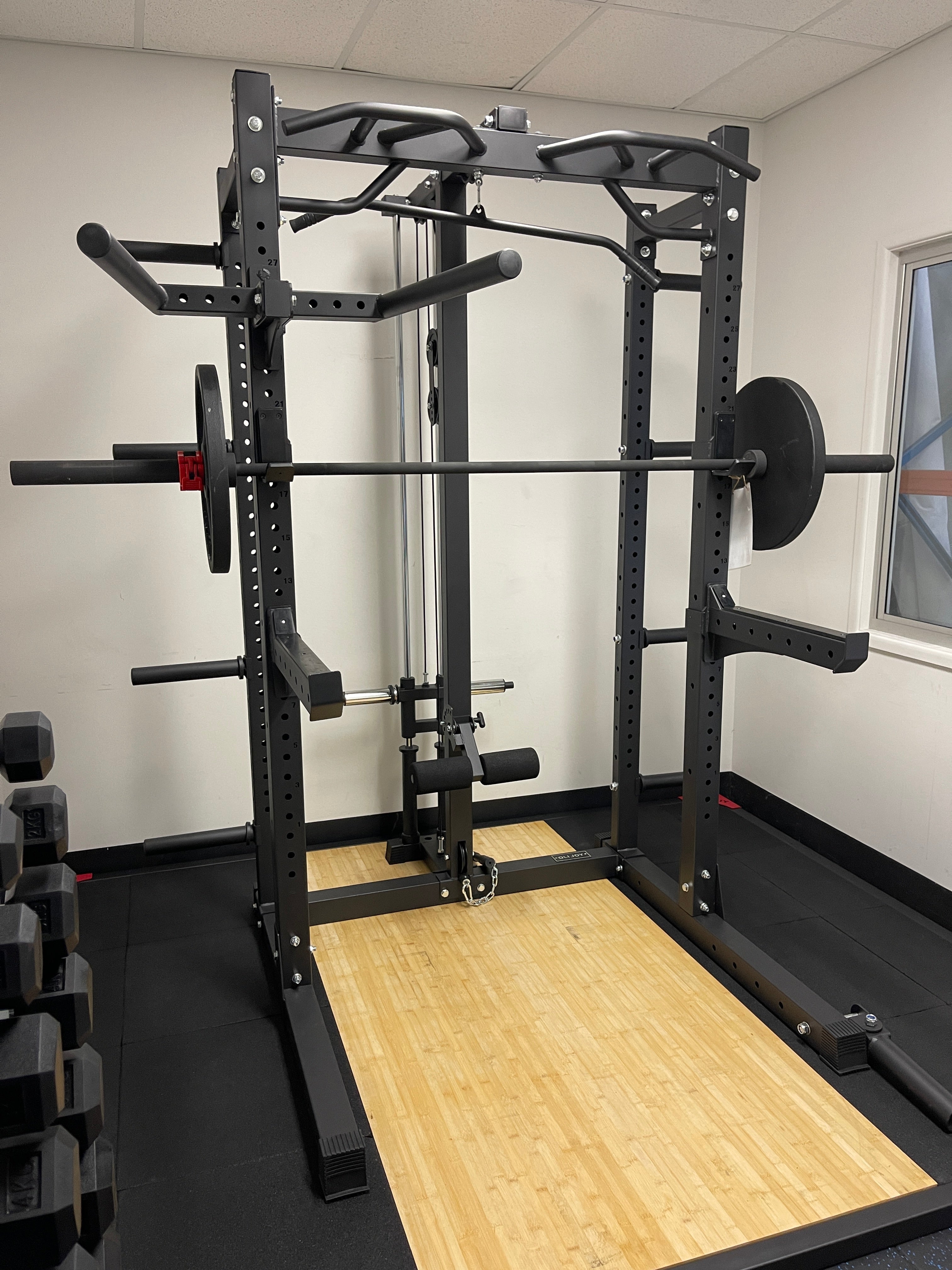 Multifunctional Squat Rack Lat Pull Down Dip Bar Chin Up Bar Landmine - Oli Joy Sports 