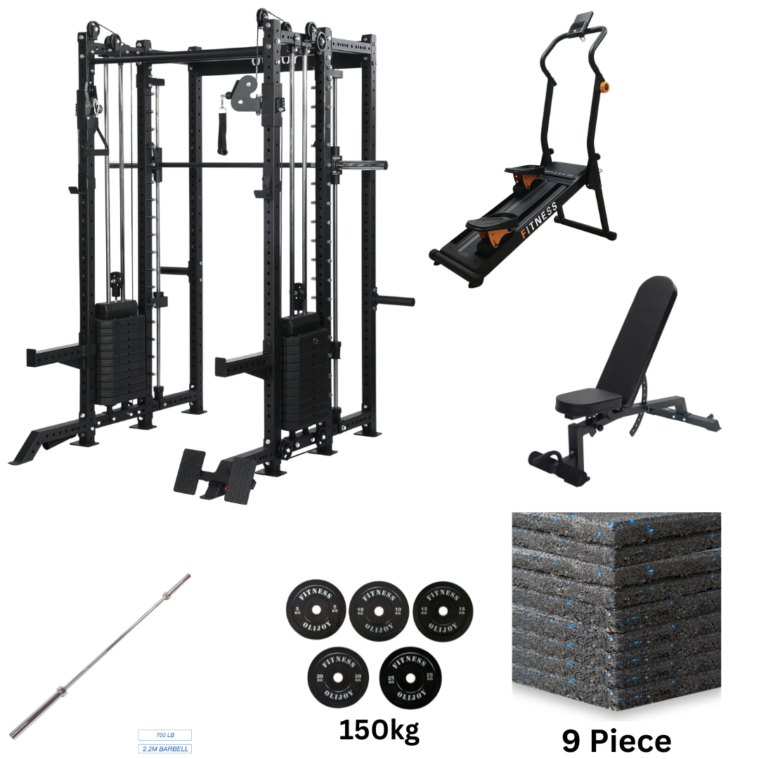 Oli Joy 8019 Ultimate Elite Bundle – All-in-One Smith Machine with 140 kg Stacks & Magnetic Vertical Climber