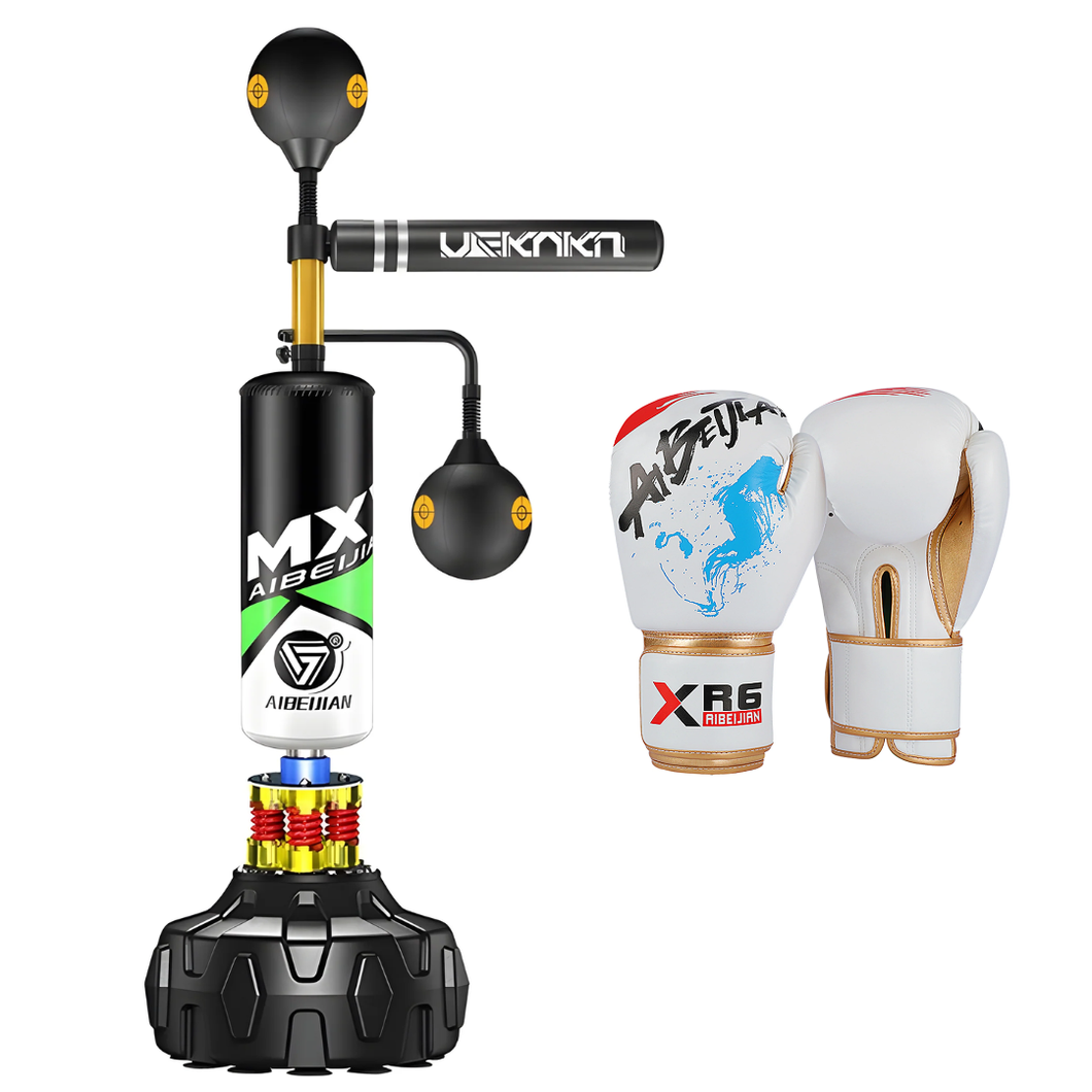 Boxing Speed Trainer 360° Punching Spinning Bar+ Boxing Glove Bundle