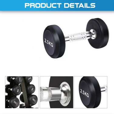 2.5 kg to 20kg Round  Dumbbell & Storage Rack Bundle (6 pairs - 115kg)