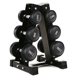 2.5kg to 7.5kg Round Dumbbell & Storage Rack Bundle (3 pairs - 45kg)