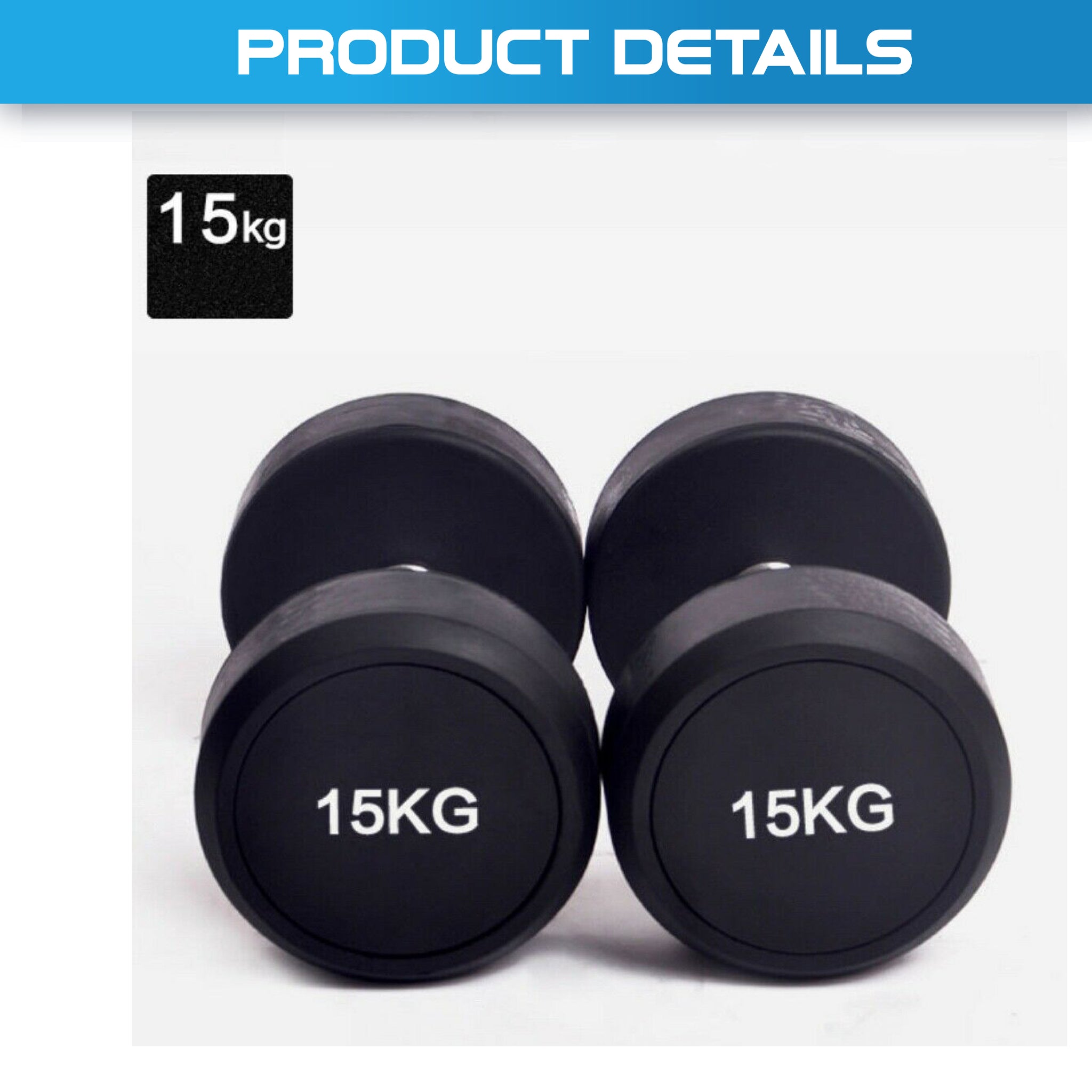 5kg to 15kg Round Dumbbell & Storage Rack Bundle (3 pairs - 60kg)