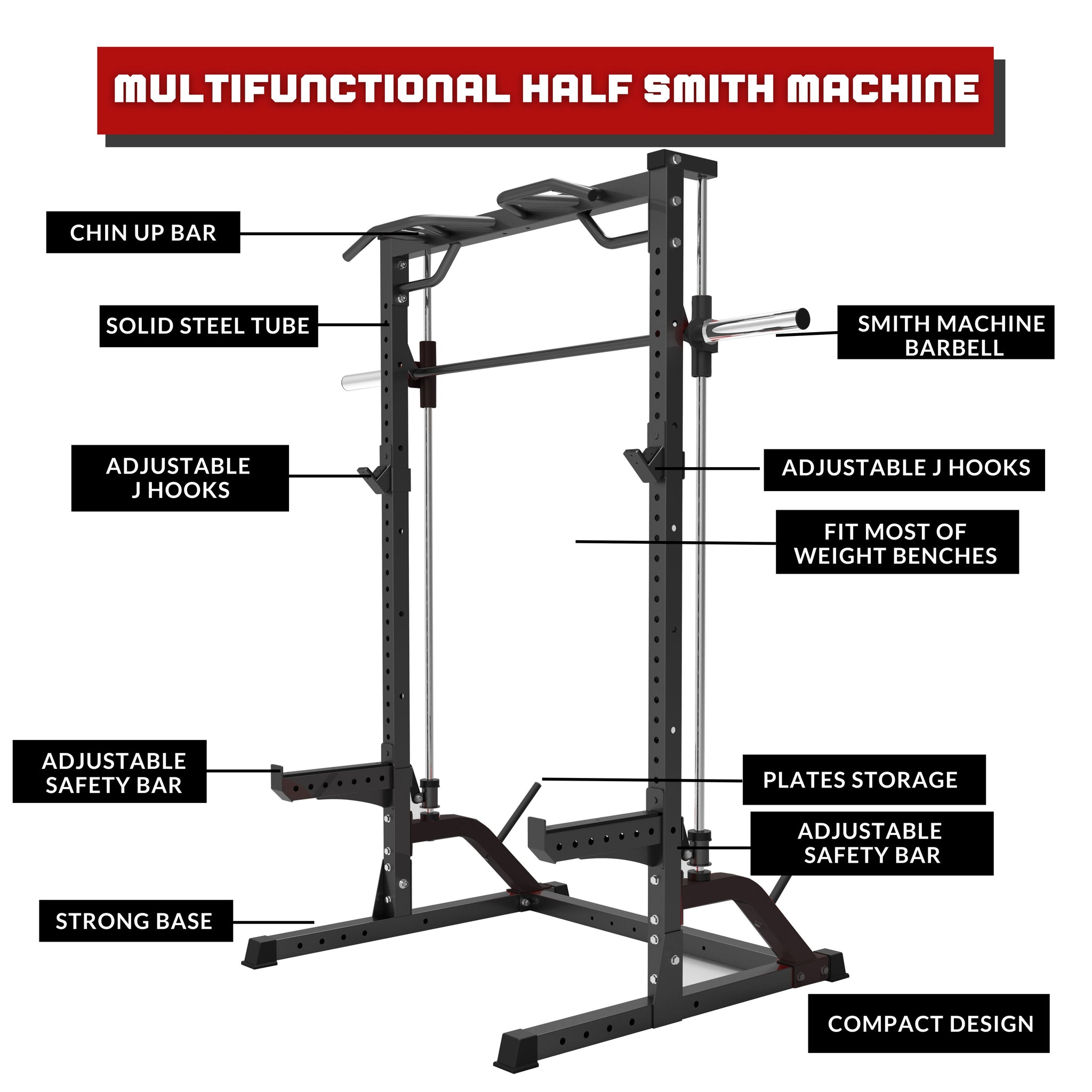 Multifunctional Half Rack Smith Machine All-in-One Gym – Oli Joy