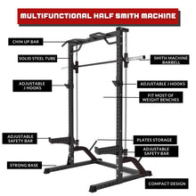 Load image into Gallery viewer, Pre Order Half Rack Smith Machine Bundle - 100kg Colour Bumper Plates &amp; Adjustable Bench

