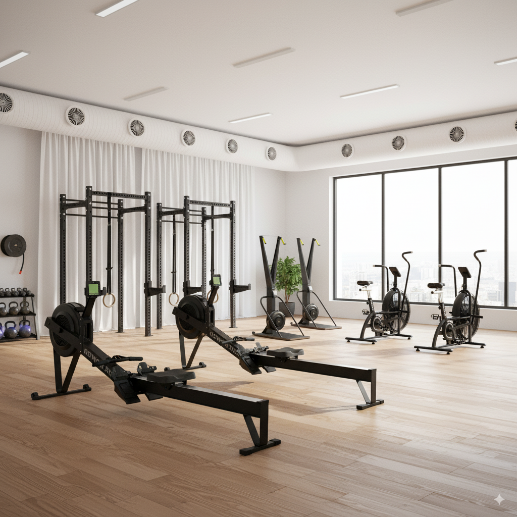 Air Resistance Rowing Machine, Ski Trainer & Heavy-Duty Air Bike – Complete Cardio Home & Commercial Gym Bundle