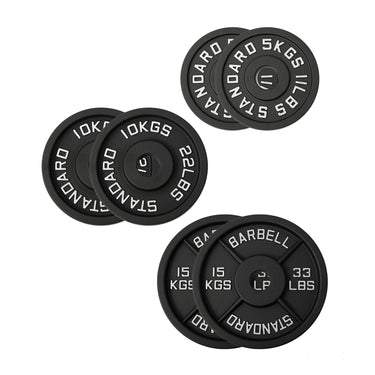 60kg Black Cast Iron Plates Bundle (5/10/15) - Oli Joy Sports 