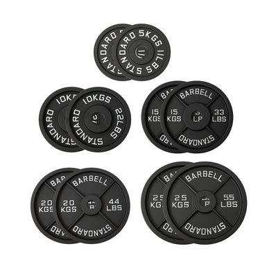 150kg Black Cast Iron Plates Bundle (5/10/15/20/25) - Oli Joy Sports 