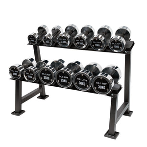 10kg to 30kg Chrome Round Dumbbell & Storage Rack (6 pairs - 225kg)