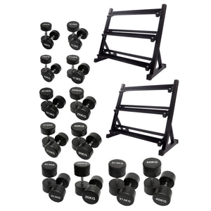10kg to 40kg Hex Dumbbell & Premium Quality Storage Rack Bundle (12 pairs 610kg)