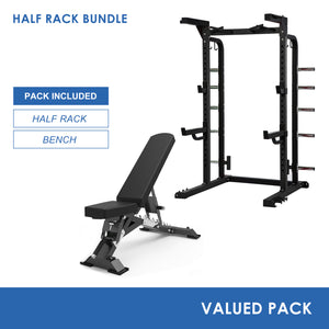 Half Rack & Premium Grade Adjustable Bench Bundle