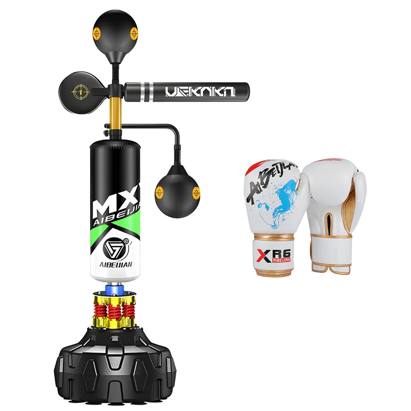 Boxing Speed Trainer 360° Punching Spinning Bar+ Boxing Glove Bundle