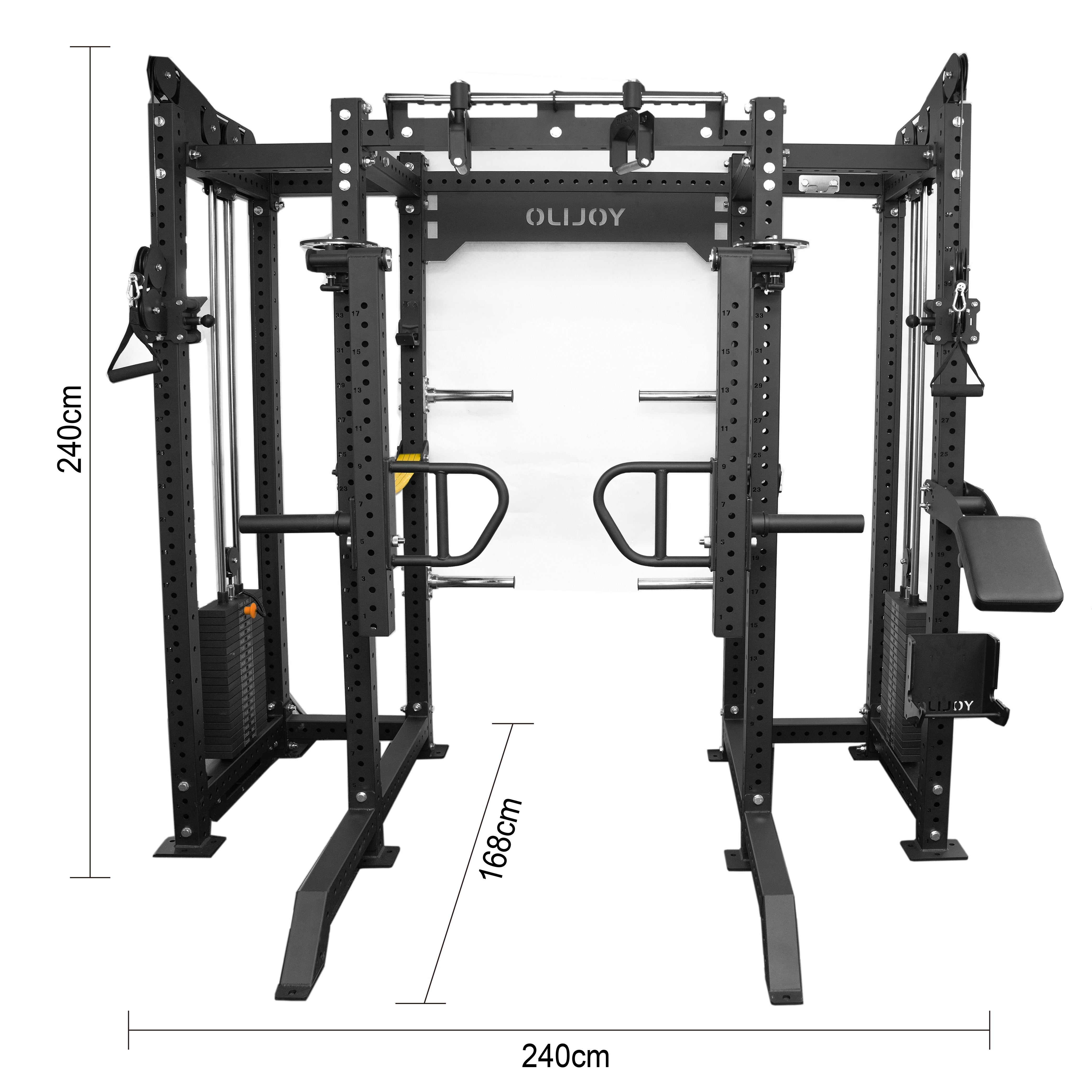 Ultimate Multi function Power Rack Pin Loaded Cable System Modular Power Rack System - Oli Joy Sports 