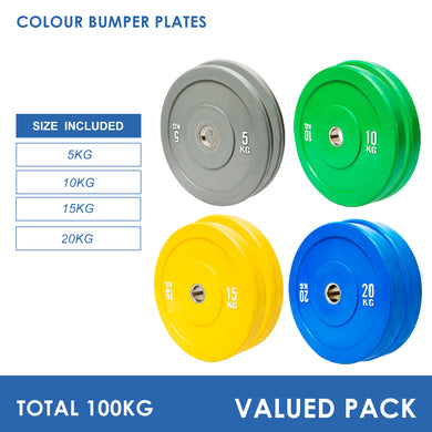 100kg Colour Bumper Plates Bundle (5/10/15/20) T - Oli Joy Sports 
