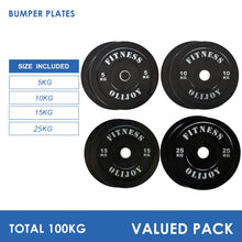 Load image into Gallery viewer, 110kg Black Bumper Plates Bundle (5/10/15/25)
