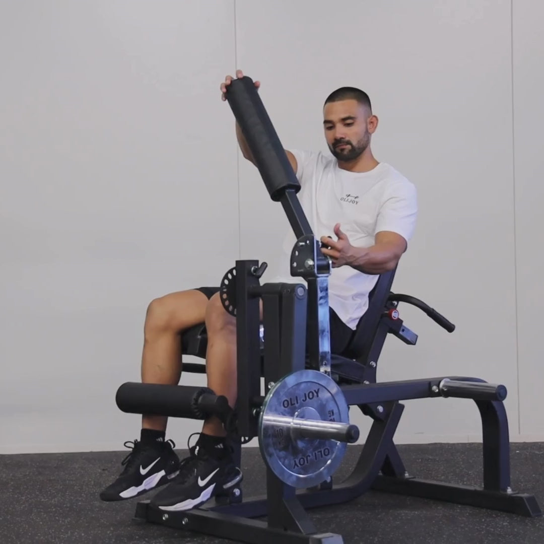 OLI JOY Leg Extension & Curl Bundle with 100kg Bumper Plates