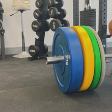 Load and play video in Gallery viewer, 100kg Colour Bumper Plates &amp; Barbell Bundle (2.2m bar)

