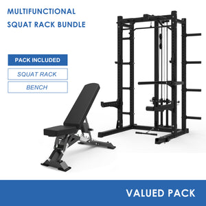 Multifunctional Squat Rack Bundle - Multifunctional Squat Rack & Premium Grade Bench
