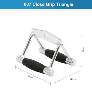 Gym Attachment Bundle - Close Grip Triangle, D Stirrup Handle &Tricep Rope (Double)