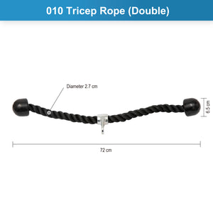 Gym Attachment Bundle - Close Grip Triangle, D Stirrup Handle &Tricep Rope (Double)