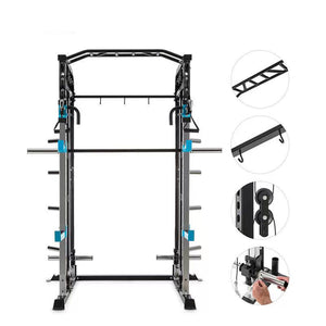 Smith Machine Bundle - 150kg Colour Weight Plates, Barbell & Bench