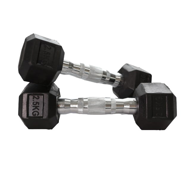Rubber Hex Dumbbell (2.5kg-50kg/ 2.5kg increments) - Oli Joy Sports 
