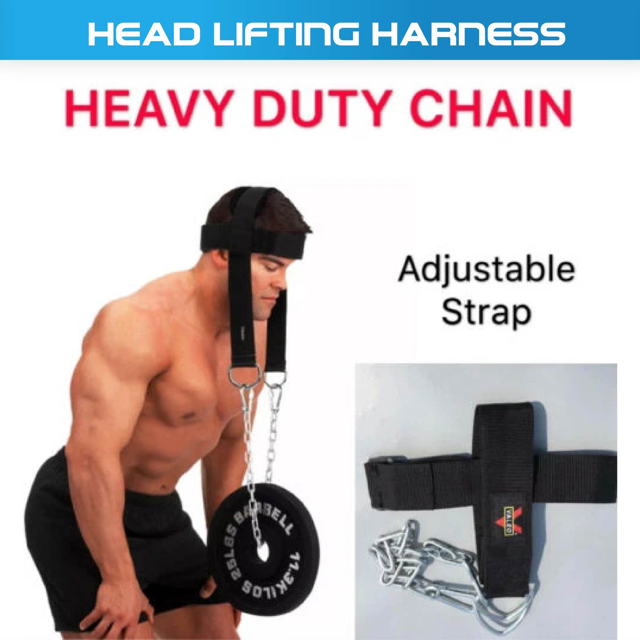 Head Harness Neck Strength Strap Weight Lifting Exercise Chain Belt - Oli Joy Sports 