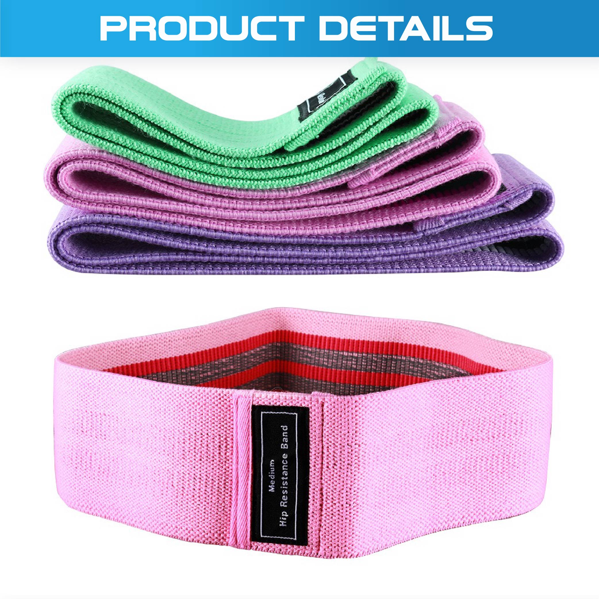 Set of 3 Fabric Hip Resistance Bands - Oli Joy Sports 