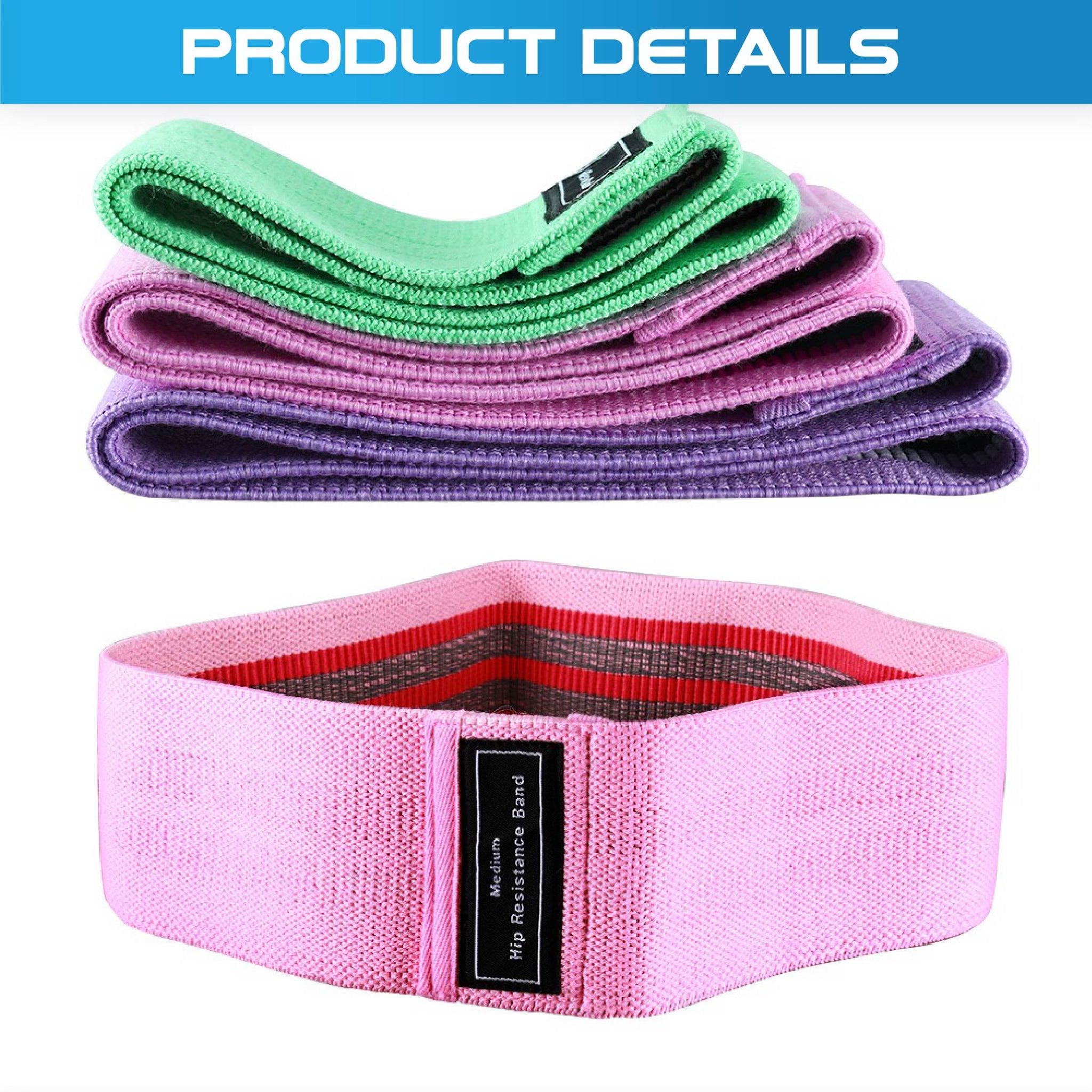 Set of 3 Fabric Hip Resistance Bands - Oli Joy Sports 