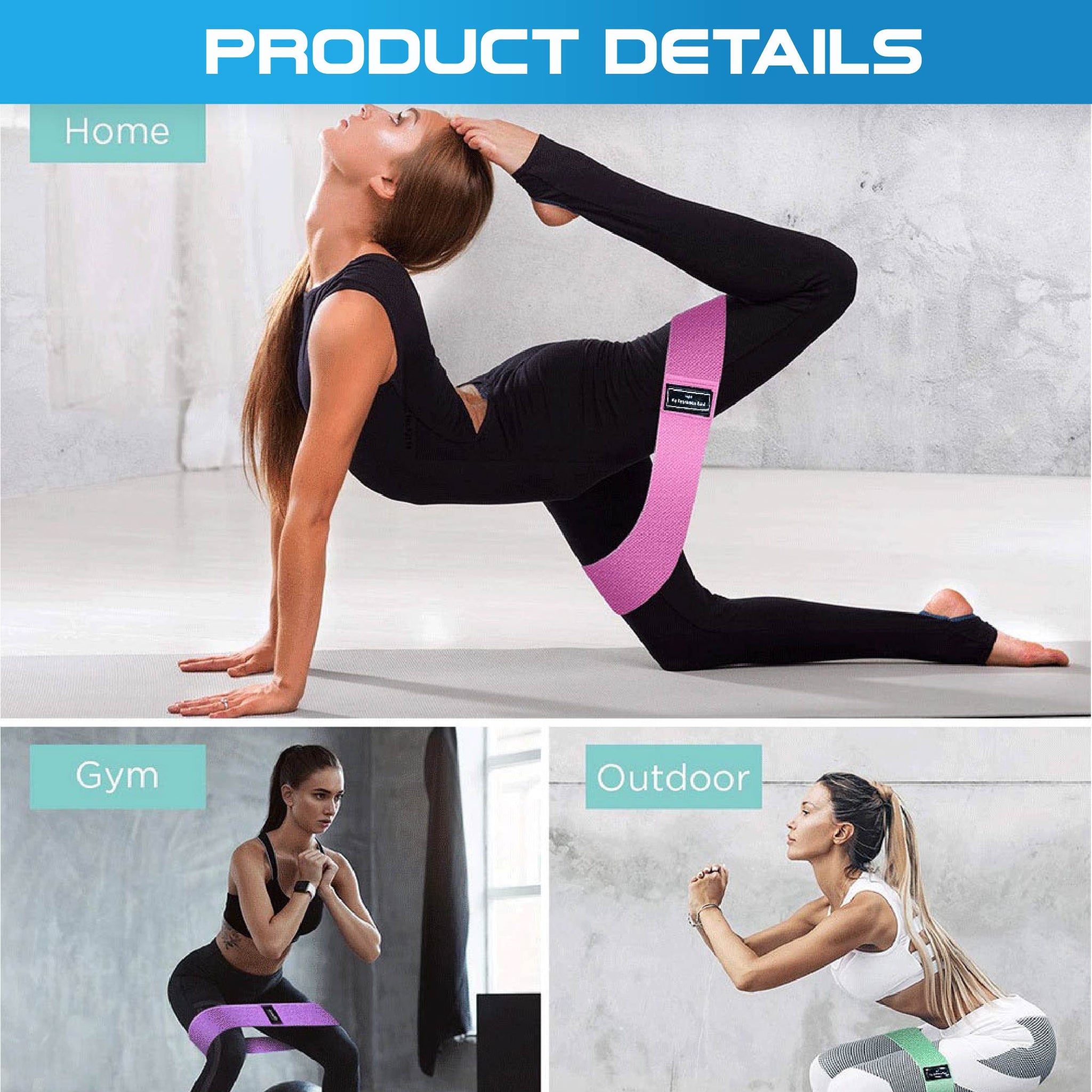 Set of 3 Fabric Hip Resistance Bands - Oli Joy Sports 