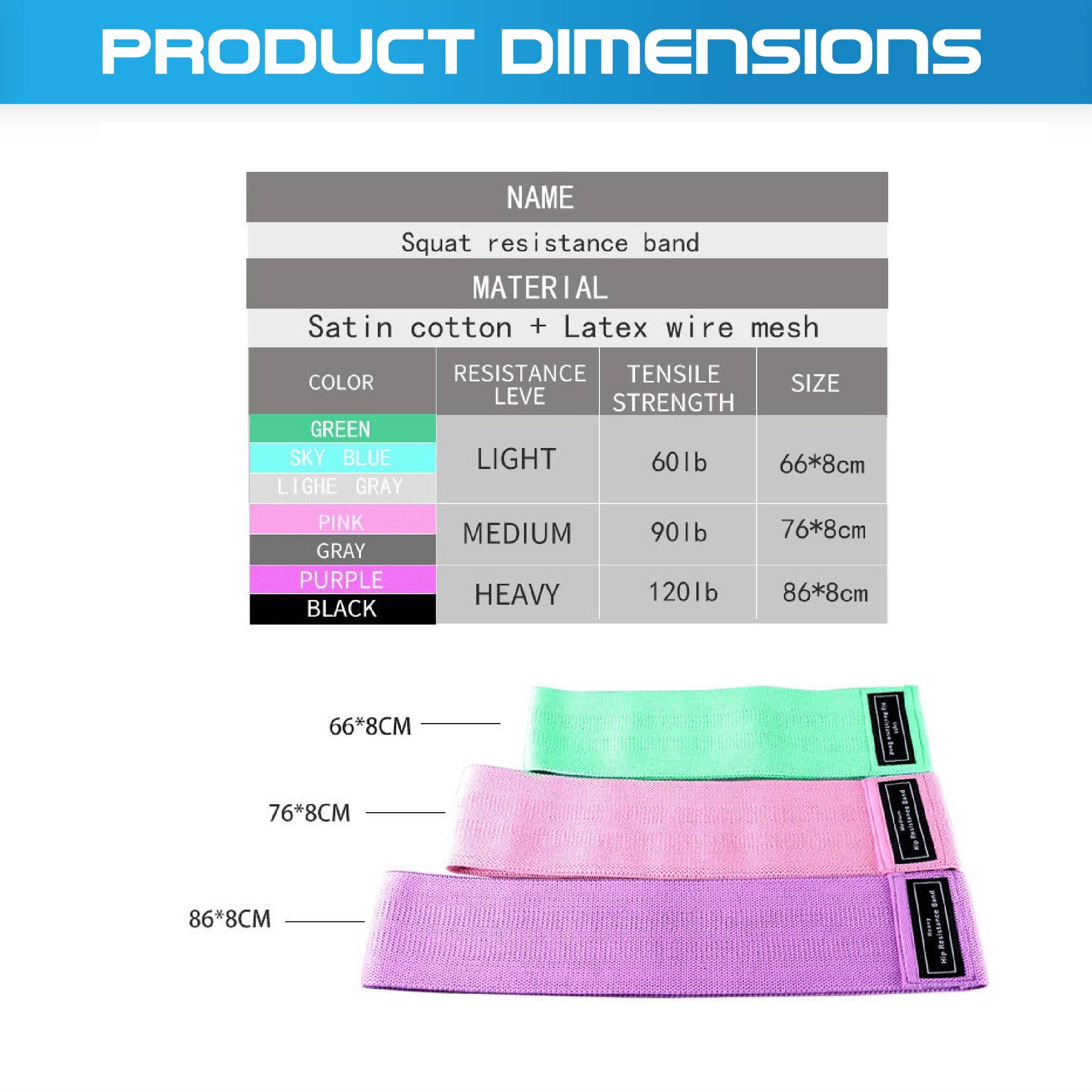 Set of 3 Fabric Hip Resistance Bands - Oli Joy Sports 