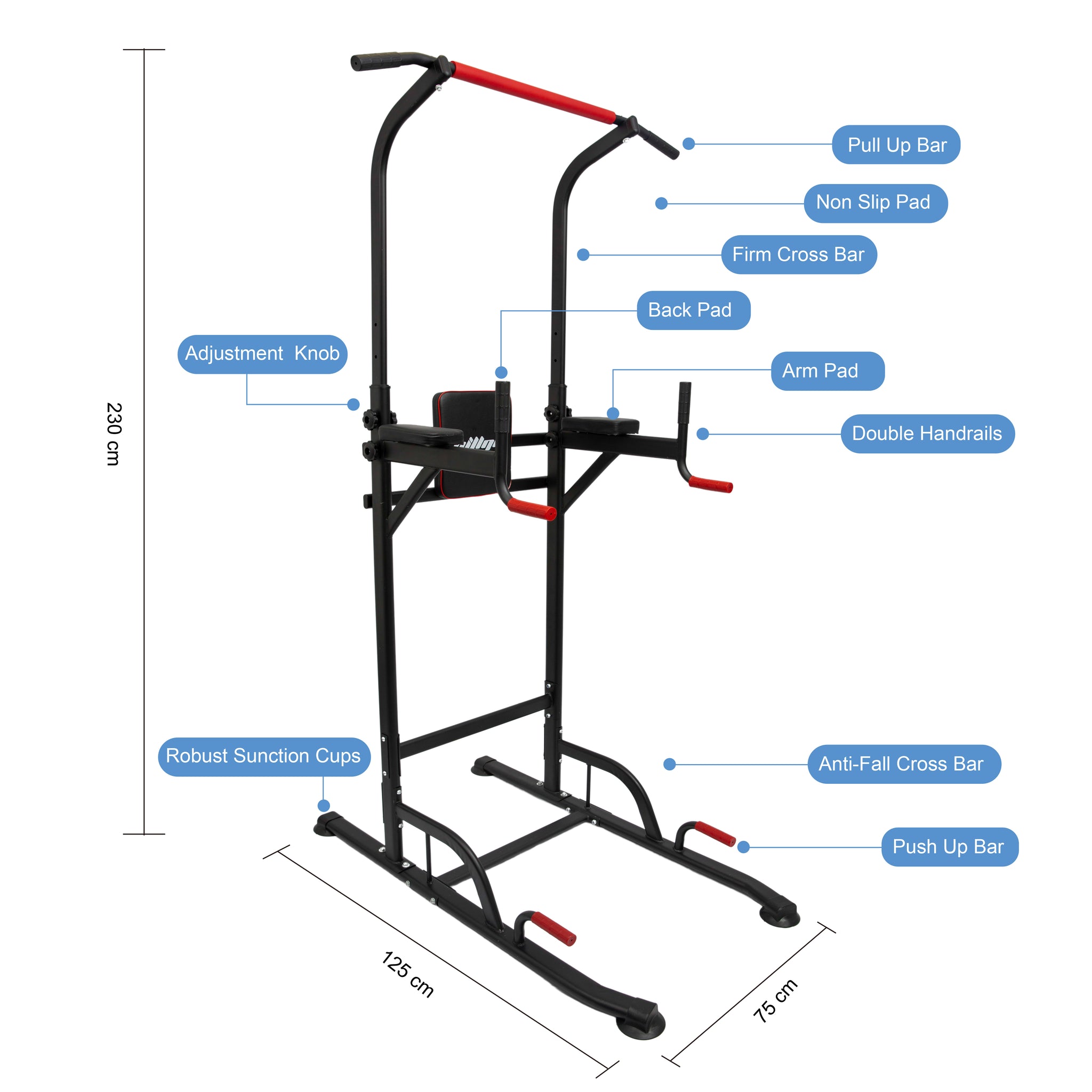 4 In 1 Power Tower Chin Up Station Dip Bar Station - Oli Joy Sports 