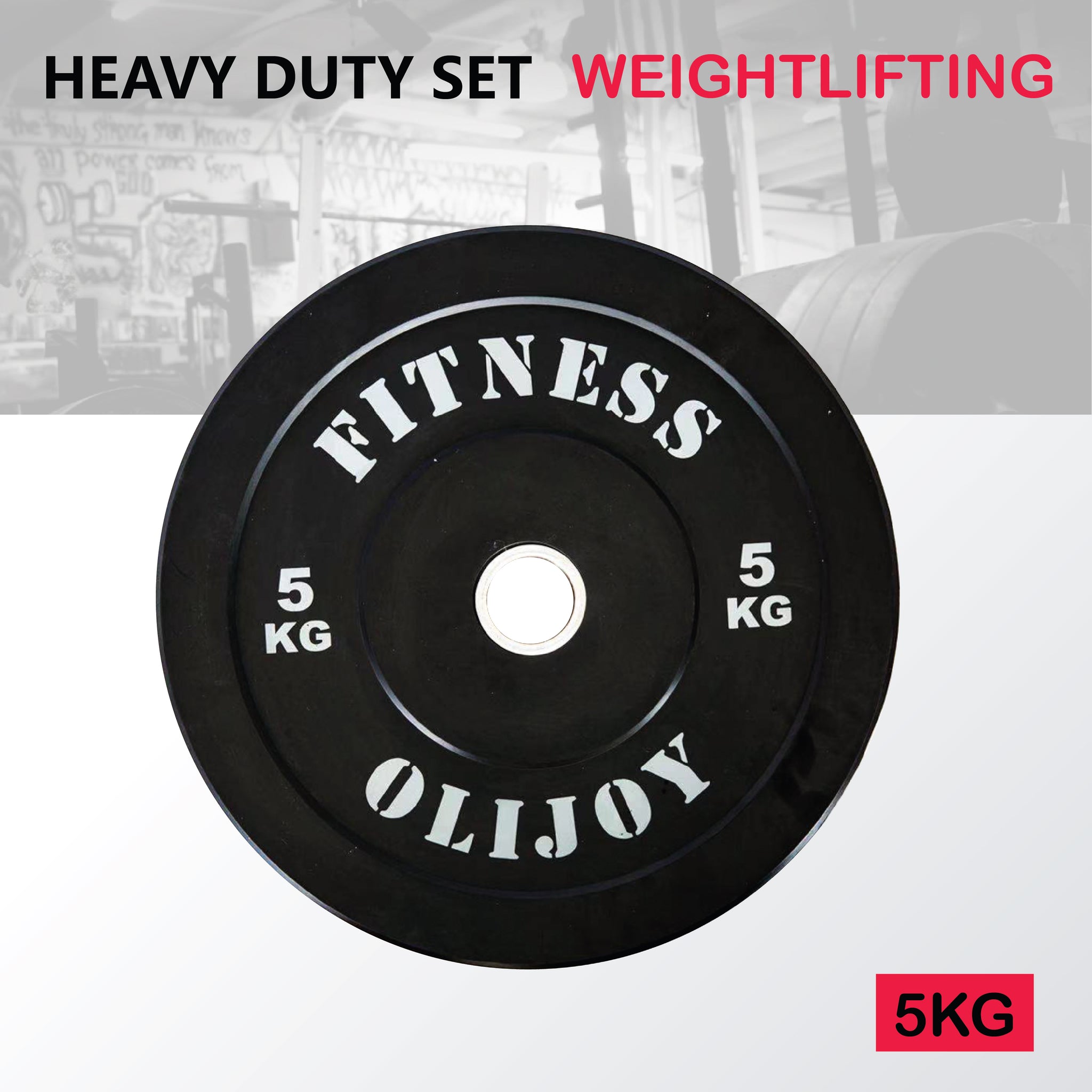 Olympic Rubber Bumper Plates (Black) 5/10/15/20/25kg - Oli Joy Sports 