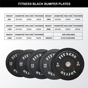Olympic Rubber Bumper Plates (Black) 5/10/15/20/25kg