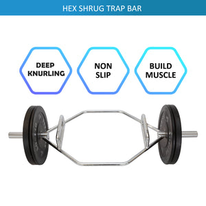 Premium Grade 140CM Olympic Hex Shrug Trap Bar