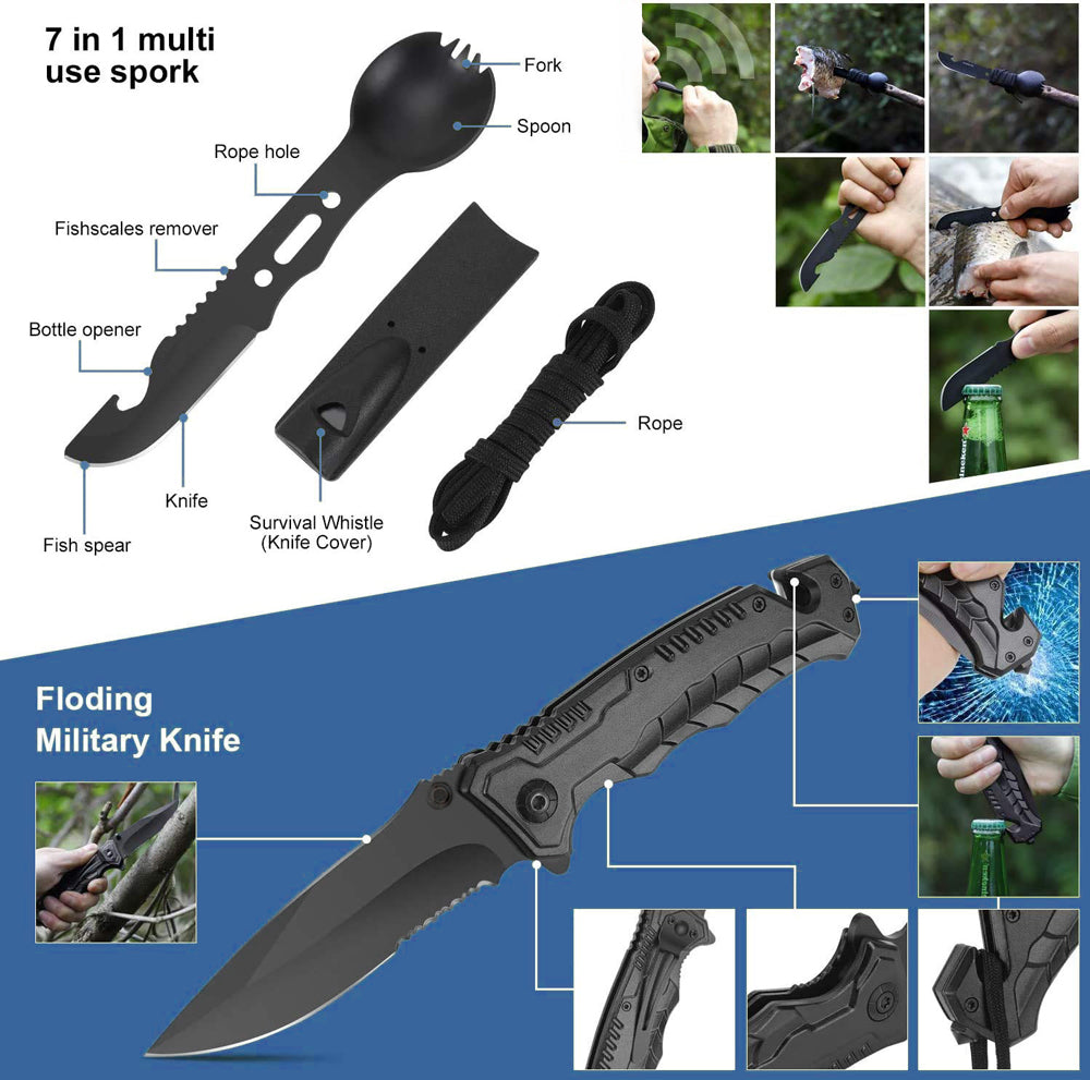 33 in 1 SOS Kit Outdoor Emergency Survival Bag - Oli Joy Sports 