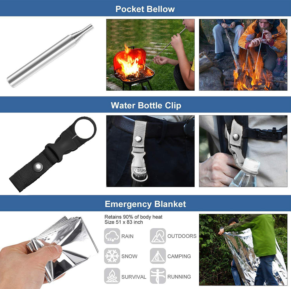 33 in 1 SOS Kit Outdoor Emergency Survival Bag - Oli Joy Sports 